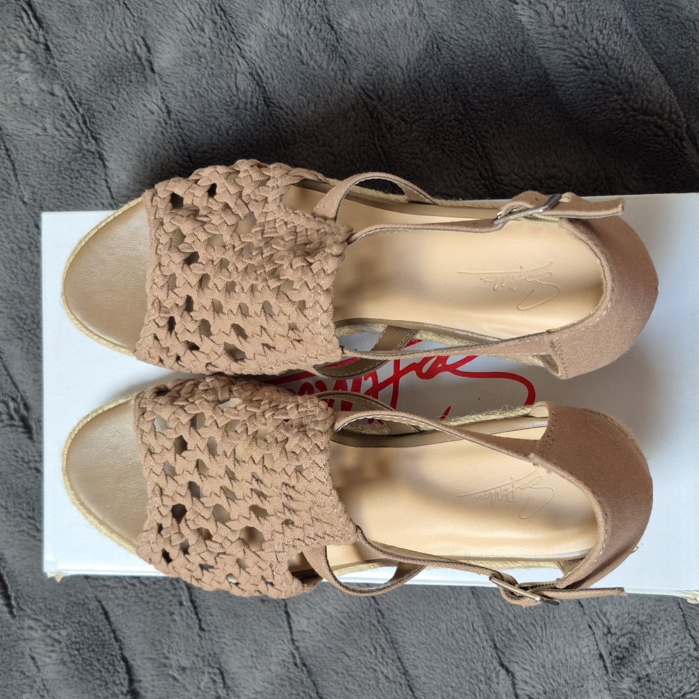 Soft Moc EMMY-2 Khaki Woven Wedge Sandals Size 8, New W Tags - Picture 4 of 15